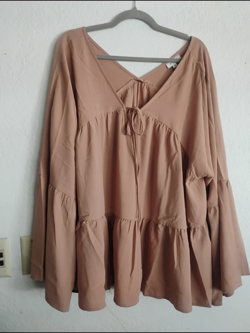 Andree Taupe Tie-Front Peasant Tunic